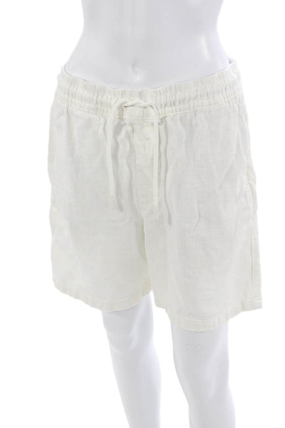Zara Mens White Bermuda Shorts 100% Cotton Drawstring Beach Size M
