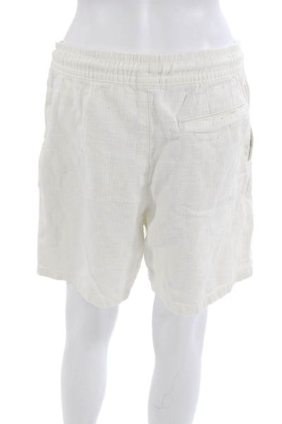Zara Mens White Bermuda Shorts 100% Cotton Drawstring Beach Size M