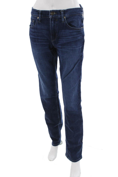 Paige Mens Straight Jeans Dark Blue Mid Rise Button Fly Size 30