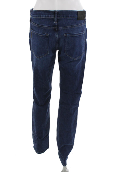 Paige Mens Straight Jeans Dark Blue Mid Rise Button Fly Size 30