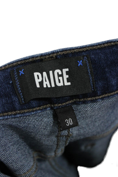 Paige Mens Straight Jeans Dark Blue Mid Rise Button Fly Size 30