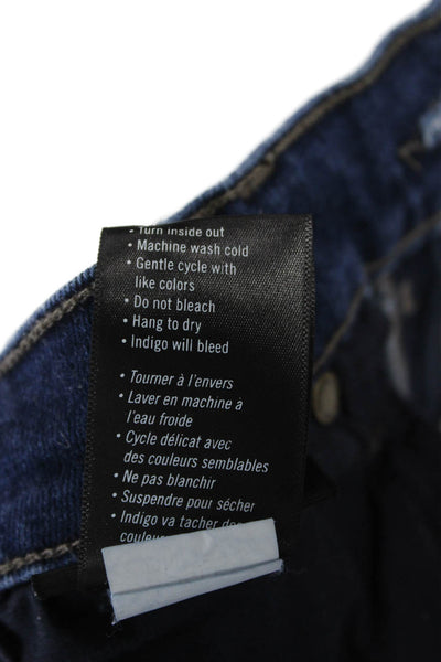 Paige Mens Straight Jeans Dark Blue Mid Rise Button Fly Size 30