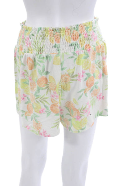 Z Supply Unisex White Floral Beach Shorts Rayon Blend Size M