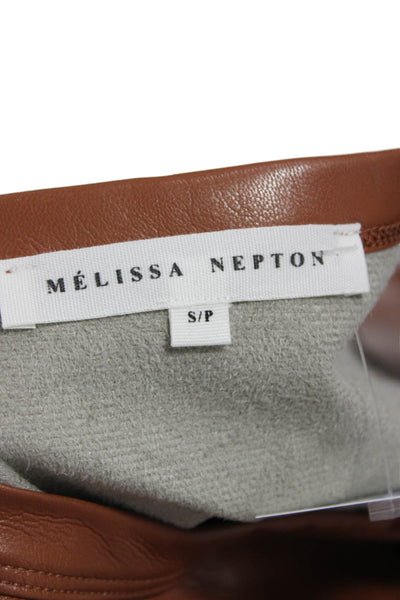 Melissa Nepton Womens Shift Dress Brown Polyurethane Crew Neck Petite Size S