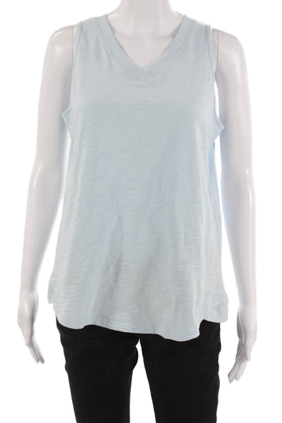 Leallo Womens Basic Sleeveless V-Neck Cotton Tank Light Blue Size S