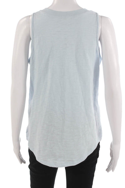 Leallo Womens Basic Sleeveless V-Neck Cotton Tank Light Blue Size S