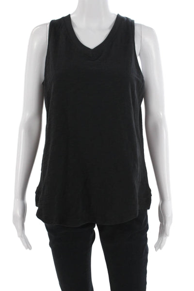 Leallo Women Basic V-Neck Cotton Tank Black Size S