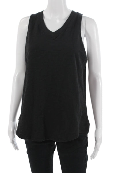 Leallo Women Basic V-Neck Cotton Tank Black Size S
