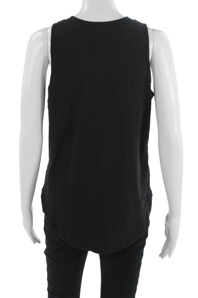 Leallo Women Basic V-Neck Cotton Tank Black Size S