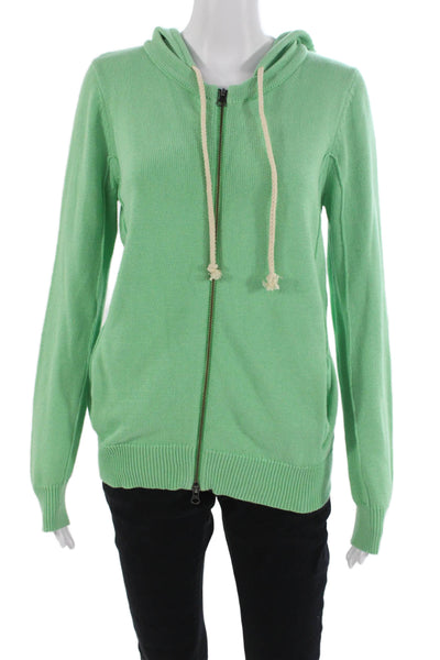 Project Women Full-zip Hoodies Green 100% Cotton Drawstring Long Sleeve Size M