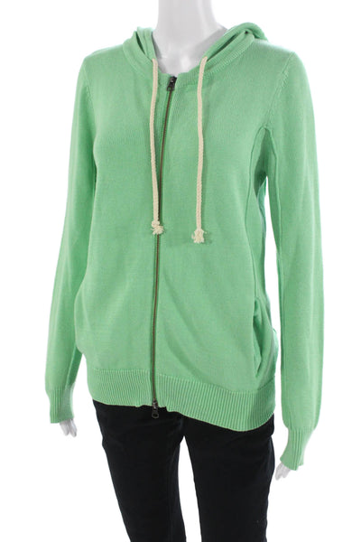Project Women Full-zip Hoodies Green 100% Cotton Drawstring Long Sleeve Size M