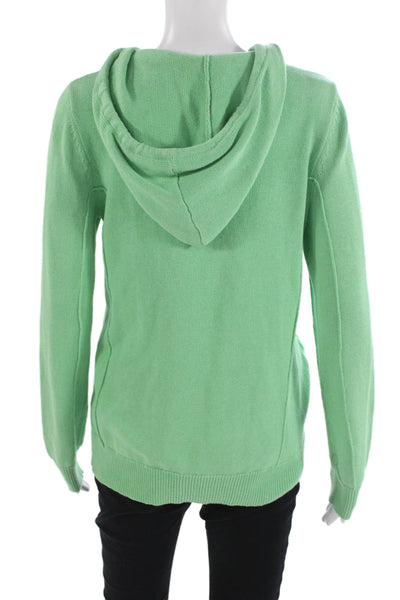 Project Women Full-zip Hoodies Green 100% Cotton Drawstring Long Sleeve Size M