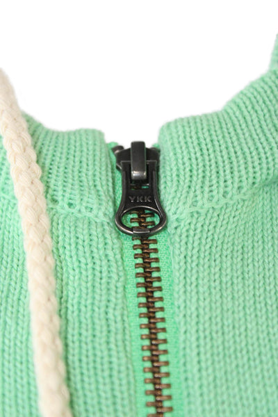 Project Women Full-zip Hoodies Green 100% Cotton Drawstring Long Sleeve Size M