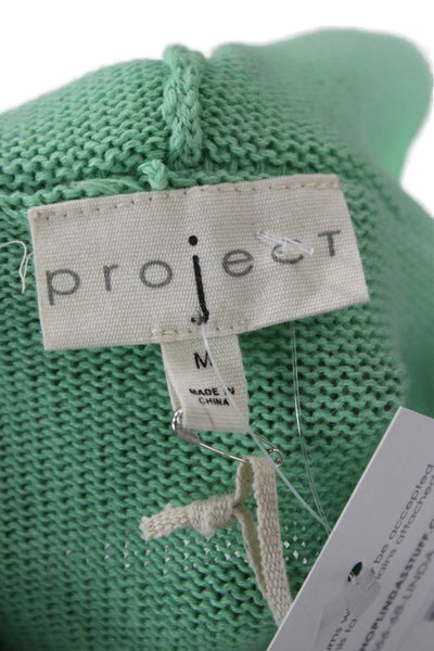 Project Women Full-zip Hoodies Green 100% Cotton Drawstring Long Sleeve Size M