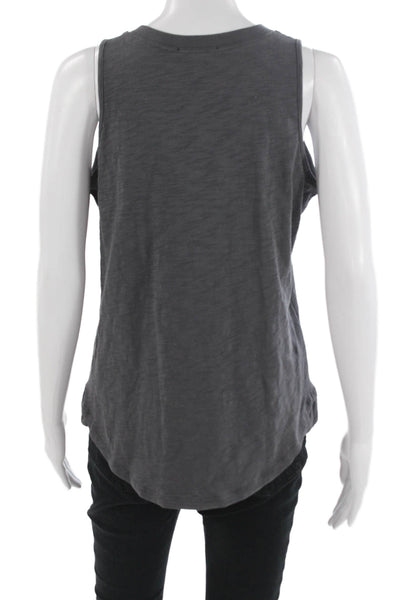 Leallo Womens Basic V Neck 100% Cotton Tank Dark Gray Sleeveless Size S