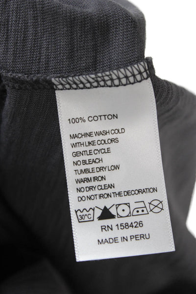 Leallo Womens Basic V Neck 100% Cotton Tank Dark Gray Sleeveless Size S