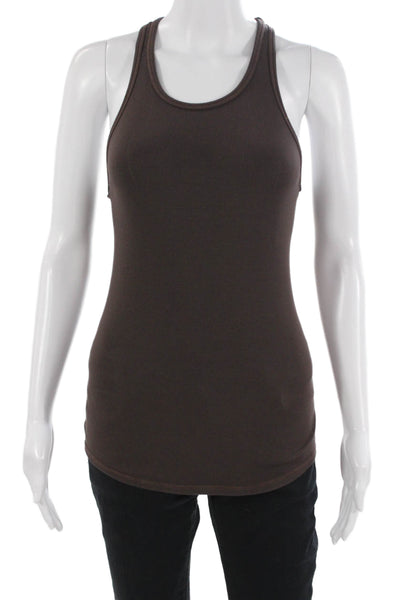 Stateside Womens Basic Round Neck Tank Brown Supima Micro Modal Size M