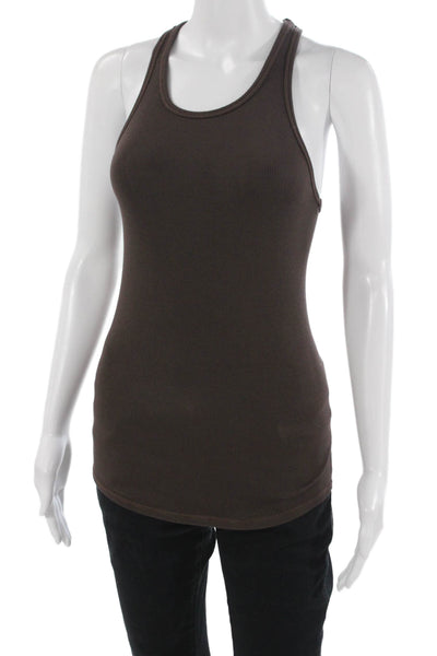 Stateside Womens Basic Round Neck Tank Brown Supima Micro Modal Size M