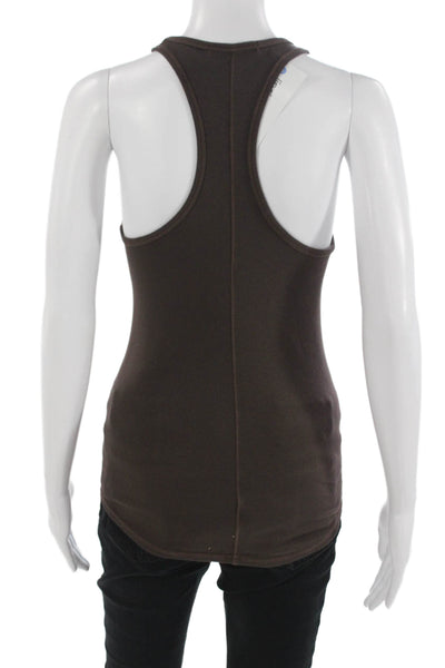 Stateside Womens Basic Round Neck Tank Brown Supima Micro Modal Size M