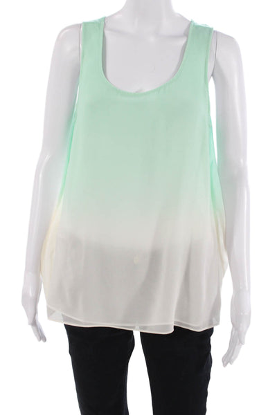 Project Womens Sleeveless Tunic Green 100% Silk Round Neck Size M
