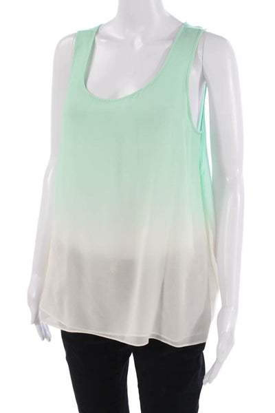 Project Womens Sleeveless Tunic Green 100% Silk Round Neck Size M