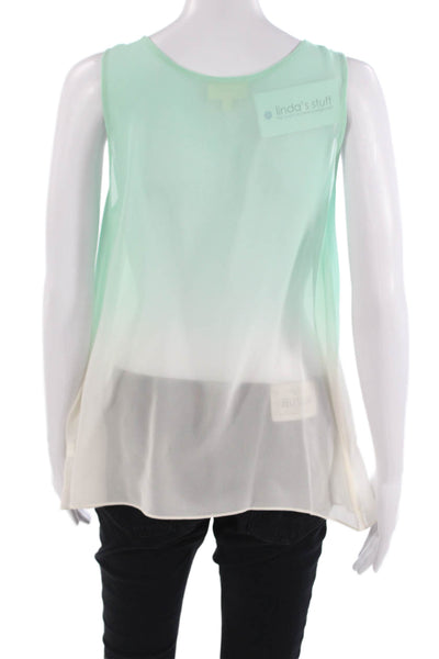 Project Womens Sleeveless Tunic Green 100% Silk Round Neck Size M