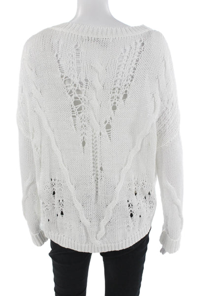 360 Cashmere Unisex White Cotton Crew Neck Pullover Sweater Size S