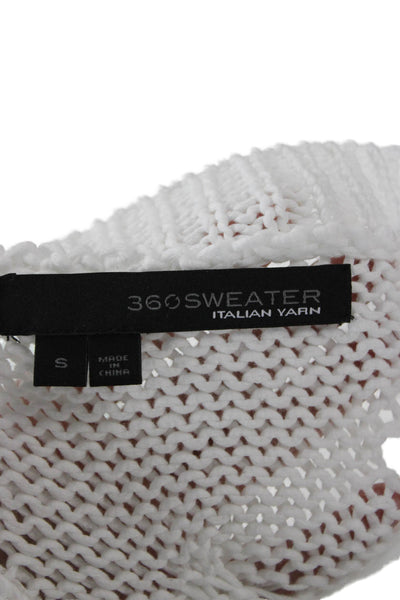 360 Cashmere Unisex White Cotton Crew Neck Pullover Sweater Size S