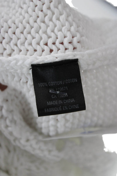 360 Cashmere Unisex White Cotton Crew Neck Pullover Sweater Size S