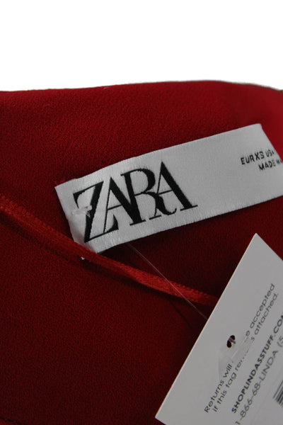Zara Women Red Polyester Blazer Long Sleeve Size XS