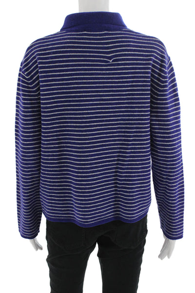 Zara Unisex Collared Striped Pullover Sweater Blue Long Sleeve Size S