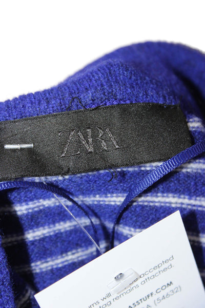 Zara Unisex Collared Striped Pullover Sweater Blue Long Sleeve Size S