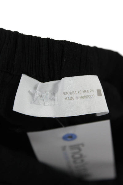 Zara Womens Black Drawstring Polyester Blend Sweatpants Solid Size XS