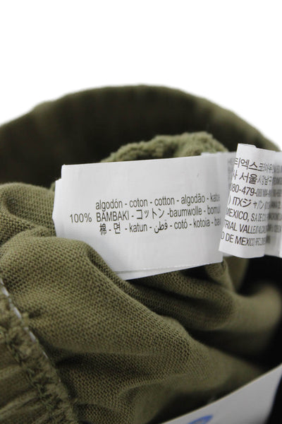 Zara Unisex Cropped Jogger Pants Green 100% Cotton Drawstring Army Size S