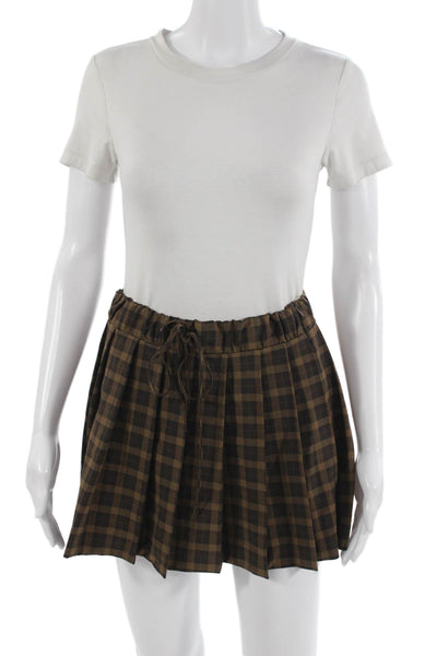 Zara Women Pleated Mini Skirt Black Plaid Size XS
