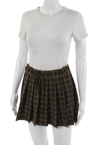 Zara Women Pleated Mini Skirt Black Plaid Size XS