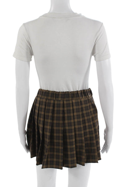 Zara Women Pleated Mini Skirt Black Plaid Size XS