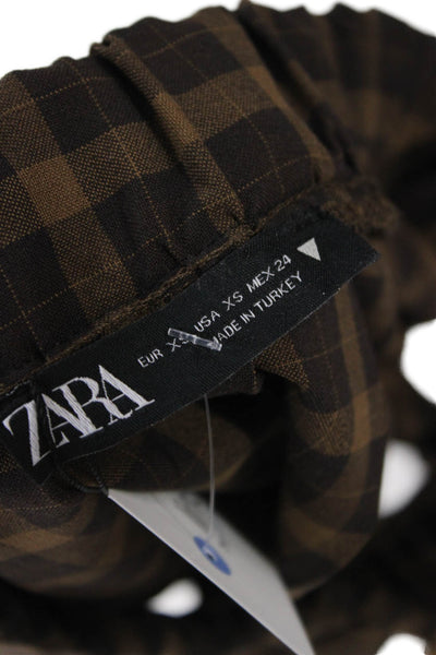 Zara Women Pleated Mini Skirt Black Plaid Size XS