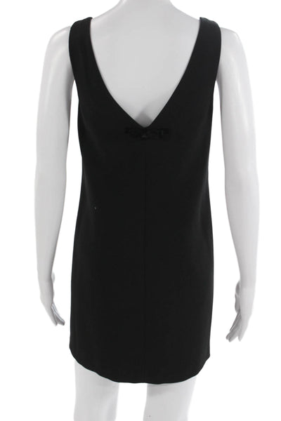 Zara Womens Shift Dress Black V Neck Sleeveless Tie Waist Size XS