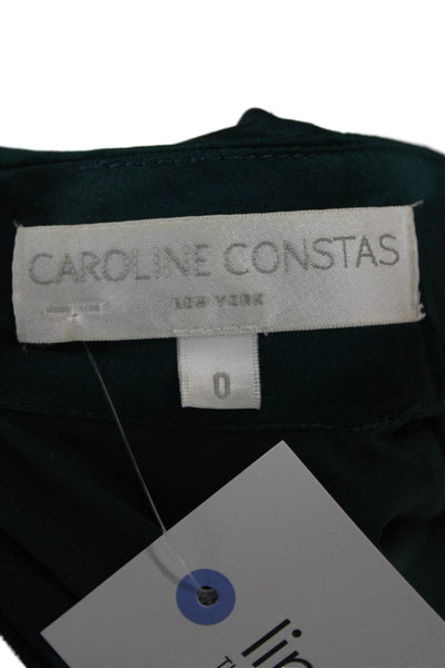 Caroline Constas Women Green Silk Mini Bodycon Dress Long Sleeve Size 0
