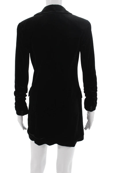 1 State Women Blazer Collared Long Sleeve Black Polyester Spandex Size 0