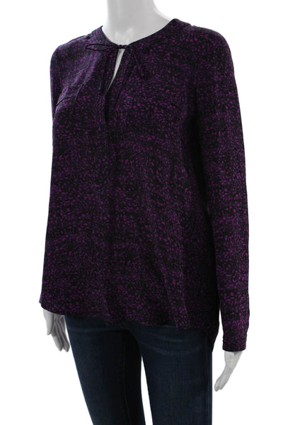 Rebecca Taylor Womens Tunic Blouse Black Silk Long Sleeve Size 4