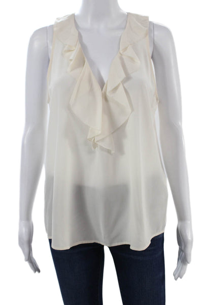 Joie Women White Silk V-Neck Sleeveless Blouse Classic Size M