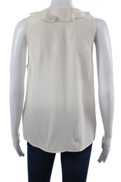 Joie Women White Silk V-Neck Sleeveless Blouse Classic Size M