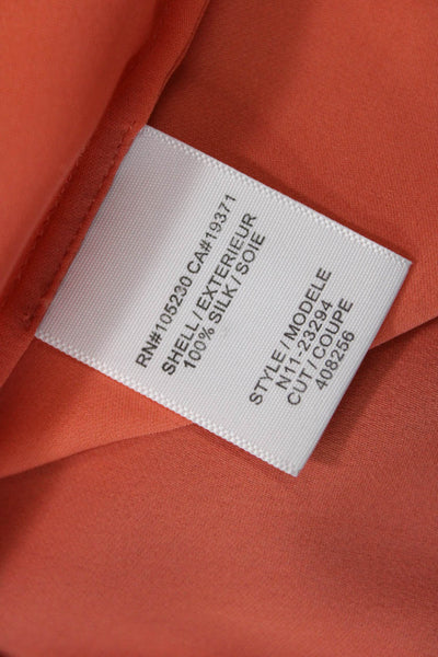 Joie Womens Basic Orange Silk Blouse Short Sleeve Round Neck Size M