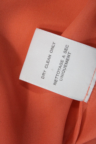 Joie Womens Basic Orange Silk Blouse Short Sleeve Round Neck Size M
