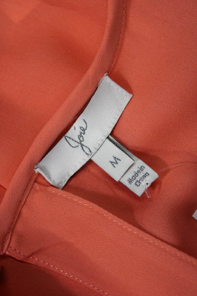 Joie Womens Basic Orange Silk Blouse Short Sleeve Round Neck Size M