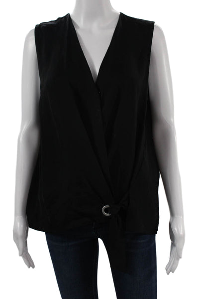 Rag & Bone Women Black V Neck Sleeveless Pima Cotton Blouse Size M