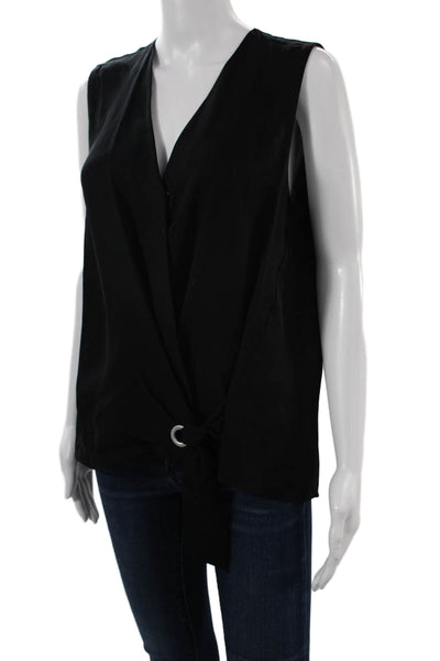 Rag & Bone Women Black V Neck Sleeveless Pima Cotton Blouse Size M