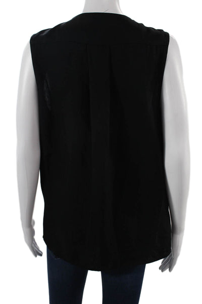Rag & Bone Women Black V Neck Sleeveless Pima Cotton Blouse Size M